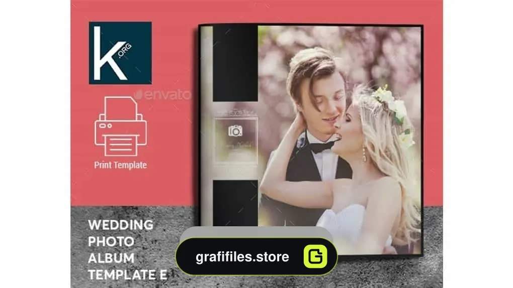 دانلود قالب ایندیزاین آلبوم عکس عروسی Wedding Photo Album Template E