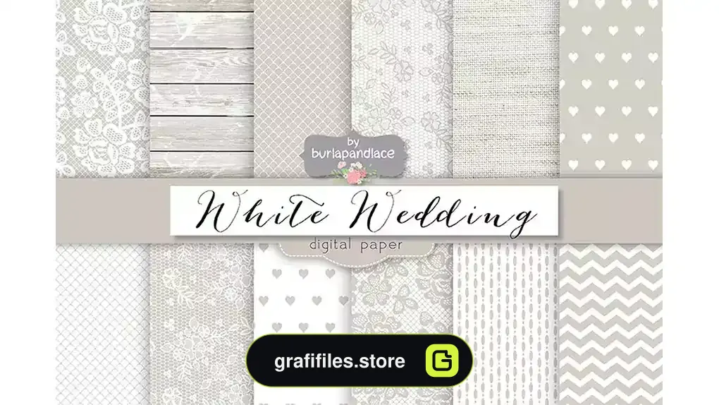 دانلود بک گراند کاغذ دیجیتال عروسی White wedding digital paper pack