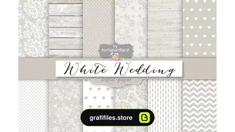 دانلود بک گراند کاغذ دیجیتال عروسی White wedding digital paper pack