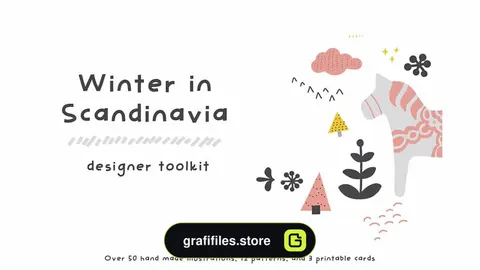 دانلود وکتور و کلیپ آرت زمستان در اسکاندیناوی Winter In Scandinavia