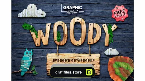 دانلود استایل آماده چوب مخصوص فتوشاپ WOODY Photoshop Design Kit