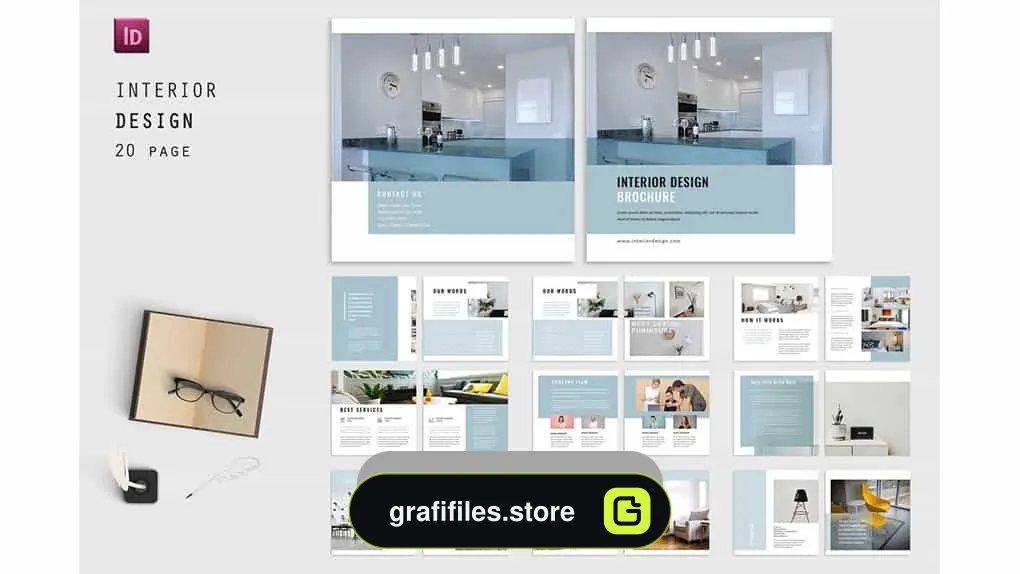 دانلود قالب آماده ورد بروشور Words Square Interior Brochure