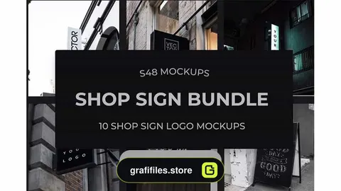 دانلود موکاپ لوگو فروشگاه X Shop Sign Logo Mockups