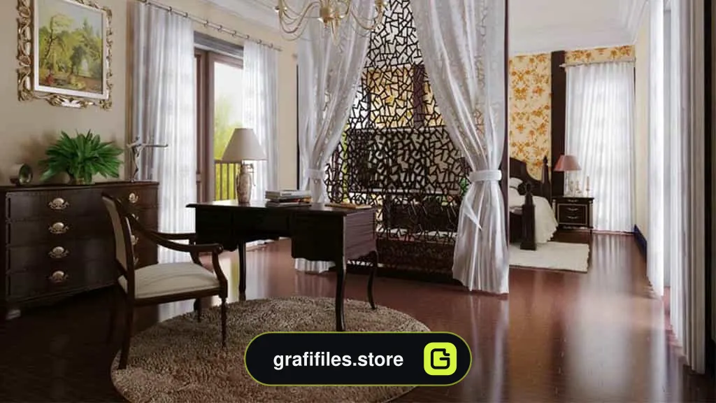 صحنه آماده اتاق خواب لوکس