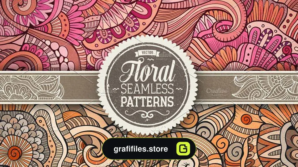 دانلود پترن گل دار سنتی Floral Ethnic Seamless Patterns