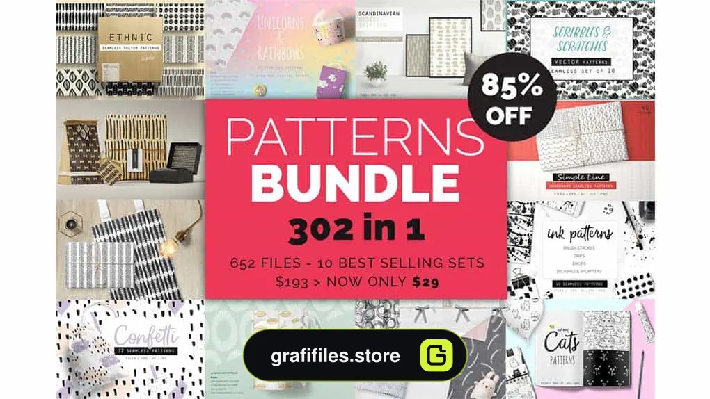 دانلود پترن با طرح دستی Handdrawn Patterns Bundle
