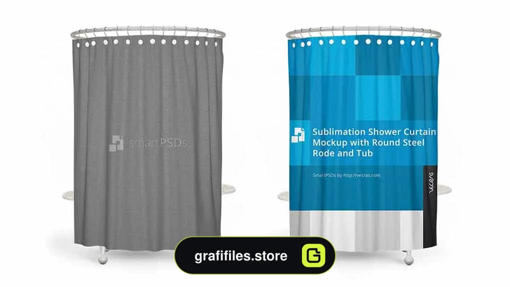 موکاپ پرده حمام Sublimation Shower Curtain Mockup 3