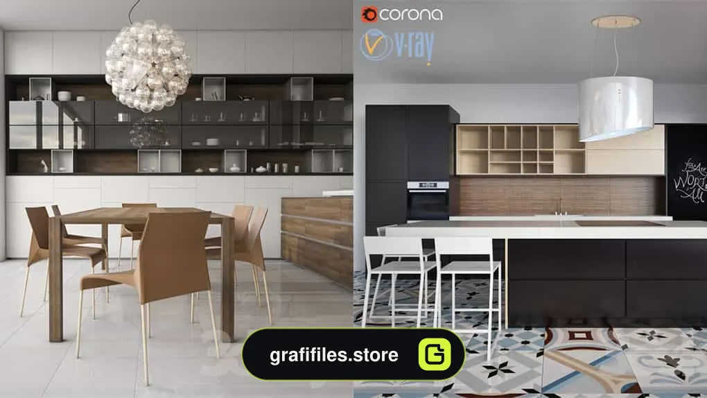 مدل سه بعدی کابینت مدرن