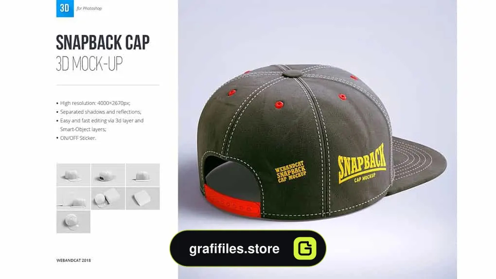 موکاپ کلاه Snapback Cap 3d Mockup