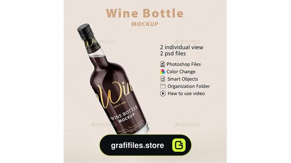 موکاپ بطری نوشیدنی Wine Bottle Mockup
