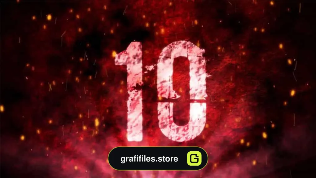 فوتیج شمارش معکوس Red Grunge Countdown