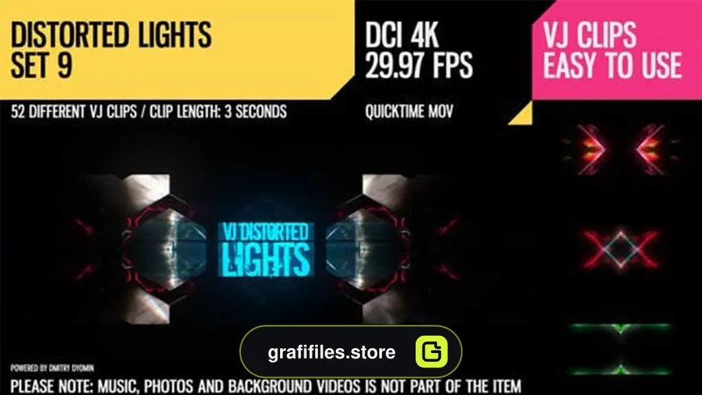 فوتیج رقص نور VJ Distorted Lights 4K Set 9