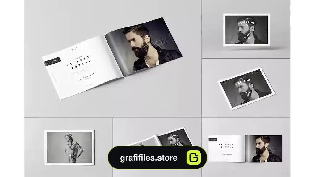 موکاپ بروشور A5 Horiozontal Brochure Mock-up