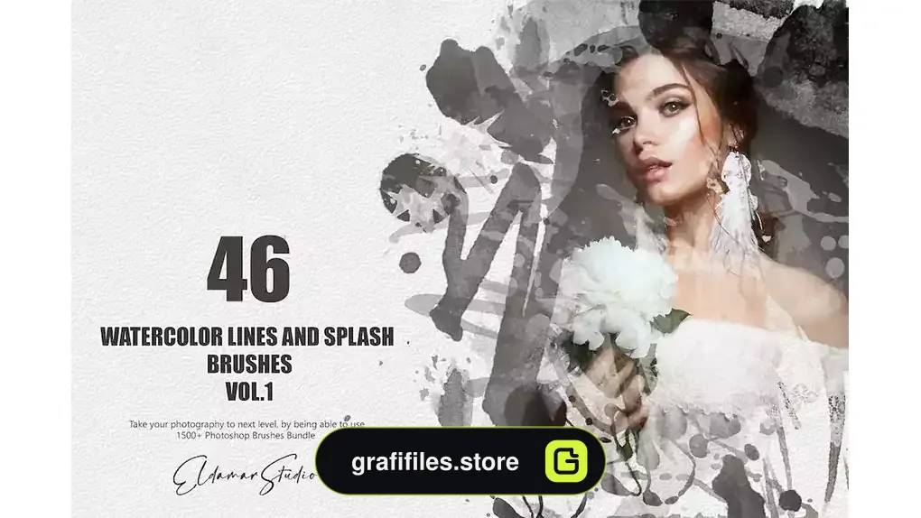 براش پاشیدن آبرنگ Watercolor Lines and Splash Brushes – Vol. 1