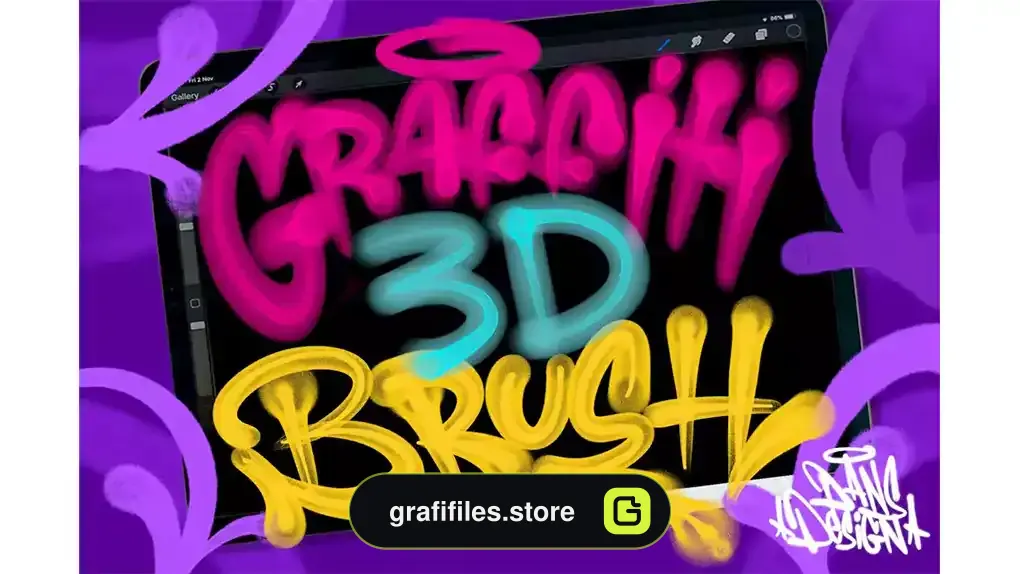براش پروکریت گرافیتی سه بعدی Graffiti 3D Procreate Brush