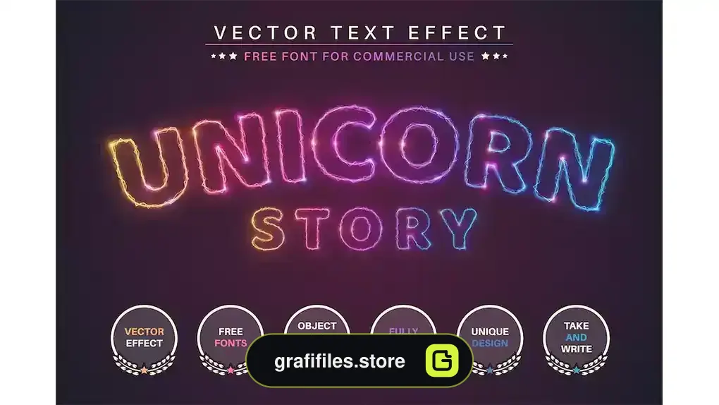 استایل متن ایلوستریتور Light Unicorn - Editable Text Effect