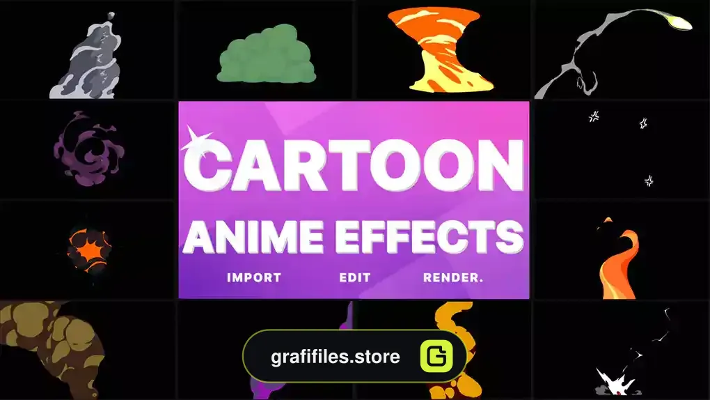 پروژه افترافکت افکت کارتونی انیمه Cartoon Anime Effects Pack
