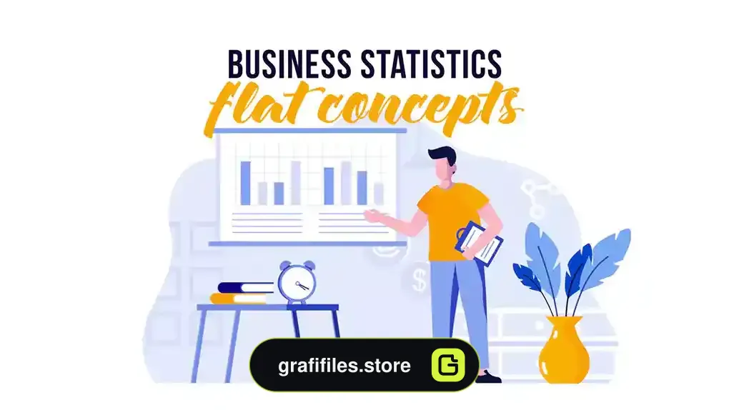 پروژه افترافکت موشن گرافیک آمار کسب و کار Business Statistics - Flat Concept