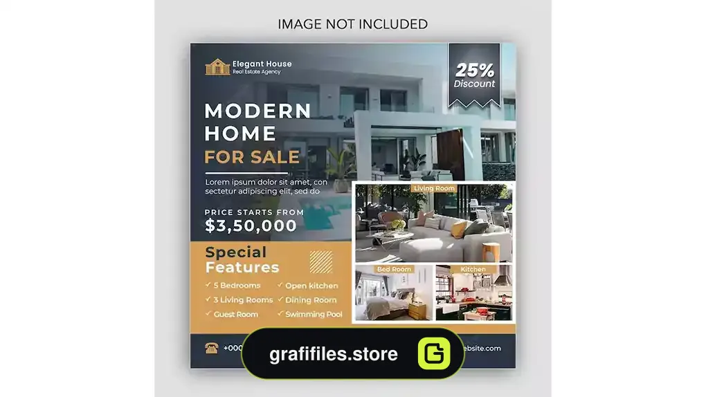 طرح لایه باز پست اینستاگرام مشاور املاک Real estate social media post template design premium psd