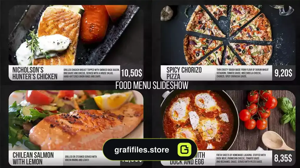 پروژه پریمیر اسلایدشو منو غذا Food Menu Slideshow 2