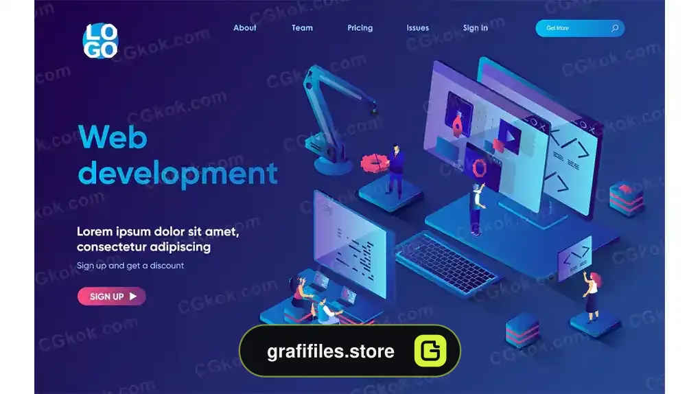 وکتور لندینگ پیج توسعه وب سایت