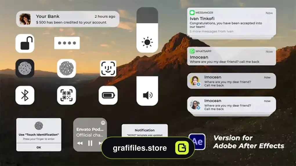 پروژه افترافکت رابط کاربری تلفن Phone UI Interface