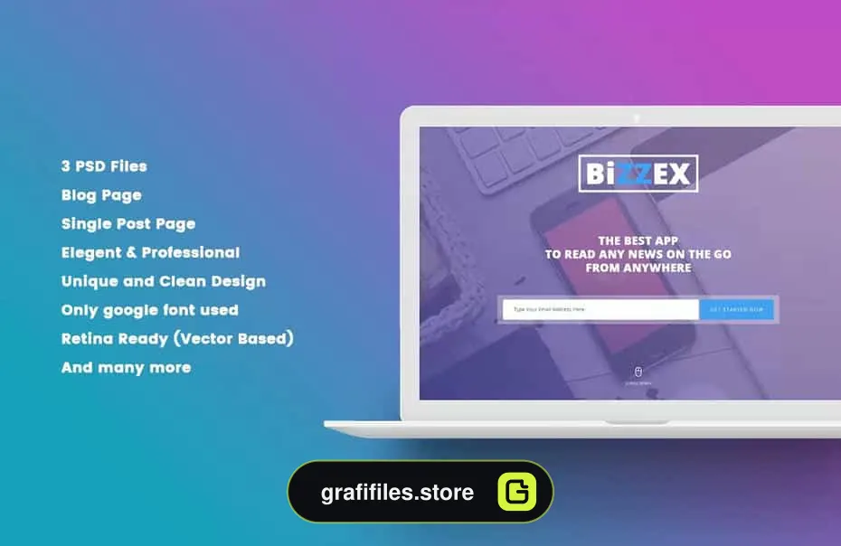 دانلود طرح لایه باز لندینگ پیج اپلیکیشن حرفه ایی BiZZEX - Professional App Landing Page - 2 طرح لایه باز لندینگ پیج اپلیکیشن حرفه ایی - 1