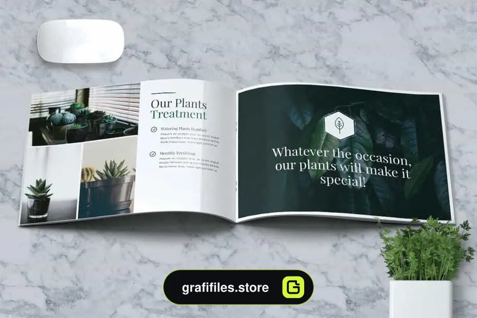دانلود قالب ایندیزاین بروشور گیاهان زینتی Decorative Plants Brochure A5 - 4 قالب ایندیزاین بروشور گیاهان زینتی