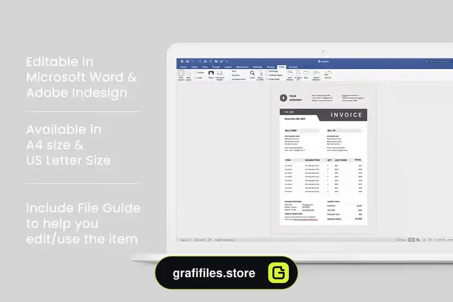 دانلود قالب ایندیزاین فاکتور Invoice | MS Word & Indesign - 4 قالب ایندیزاین فاکتور Invoice - 3