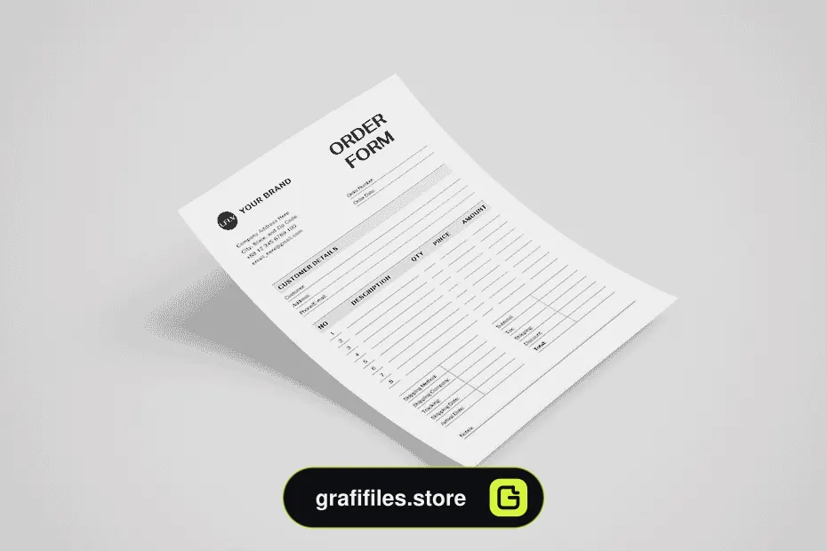 دانلود قالب آماده ورد فرم سفارش Order Form | MS Word & Indesign - 1 قالب آماده ورد فرم سفارش