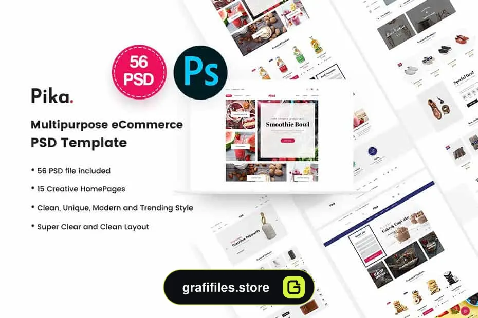 دانلود قالب لایه باز تجارت الکترونیک Pika - Multi Concept eCommerce PSD Template - 2 قالب لایه باز تجارت الکترونیک Pika - 1