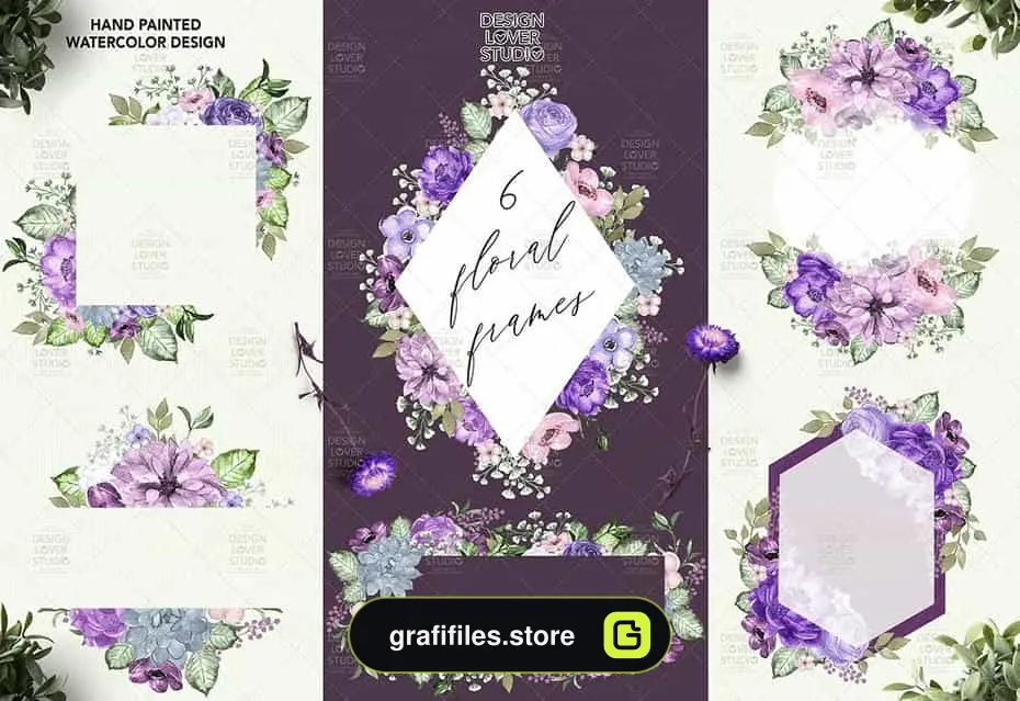 دانلود کلیپ آرت گل بنفش آبرنگی Ultra violet watercolor design - 6 کلیپ آرت گل بنفش آبرنگی - 5