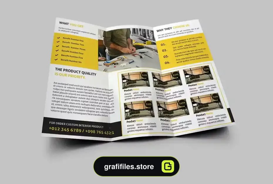 دانلود قالب ایندیزاین بروشور دکوراسیون داخلی سه لت Interior Design Trifold Brochure - 8 قالب ایندیزاین بروشور دکوراسیون داخلی سه لت - 7