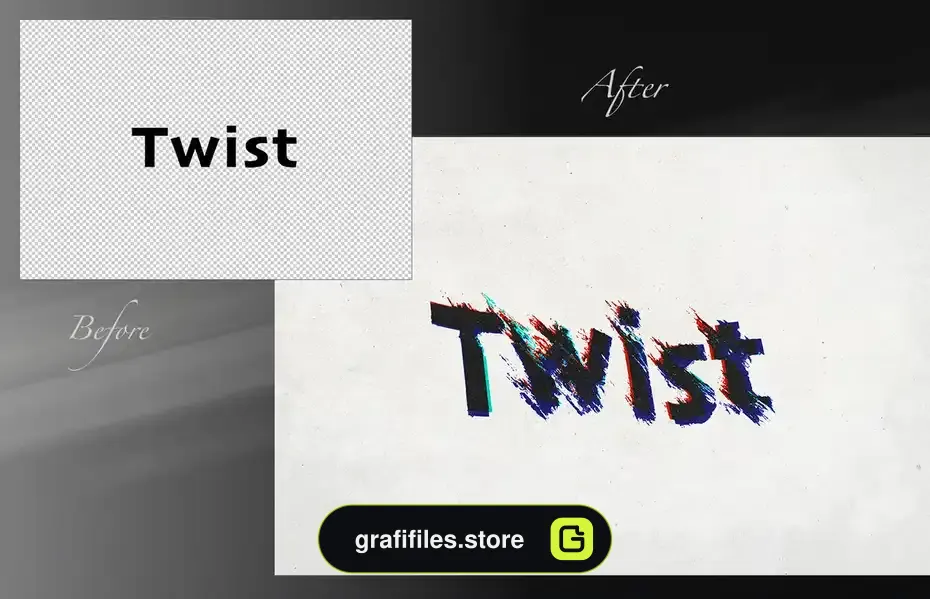 دانلود افکت متن اعوجاج Twist Distortion Editable Text Effect - 2 افکت متن اعوجاج - 1