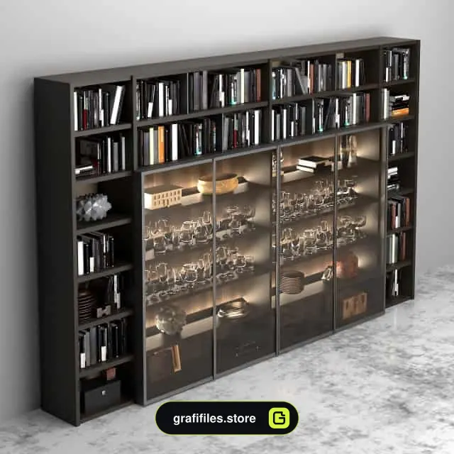 دانلود مدل سه بعدی کتابخانه از Pro 3DSky - 4 مدل سه بعدی کتابخانه