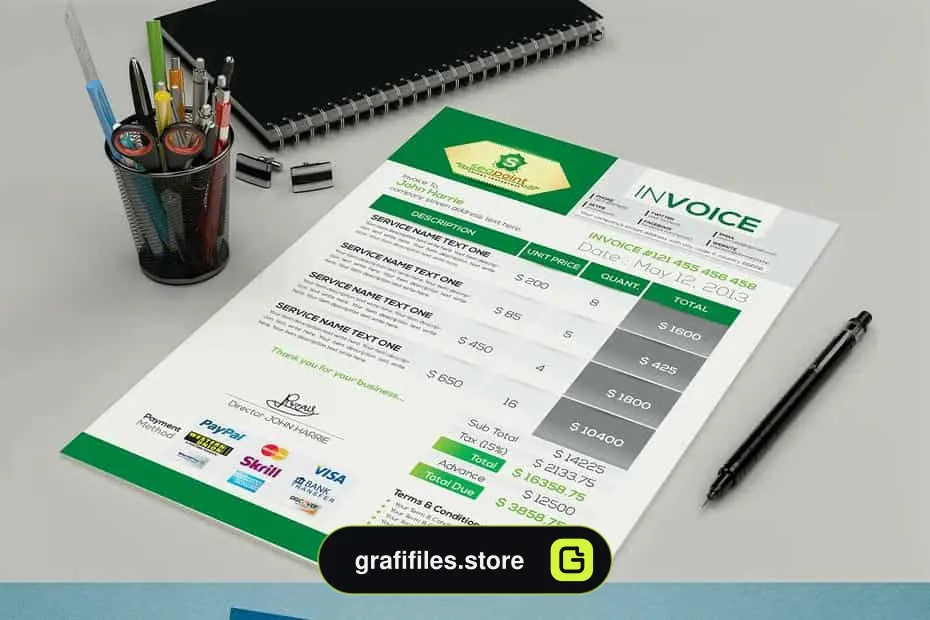 دانلود فایل لایه باز فاکتور Business Invoice Template - 13 فایل لایه باز فاکتور Business Invoice Template - 12