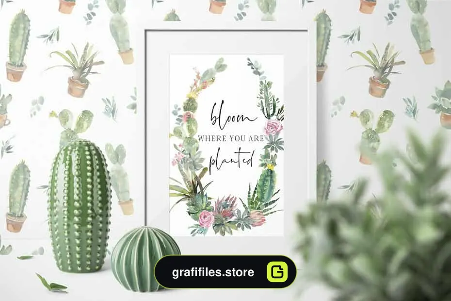 دانلود کلیپ آرت آبرنگی کاکتوس Cacti Watercolor Cactuses Clipart - 3 کلیپ آرت آبرنگی کاکتوس