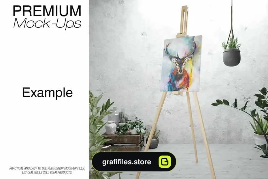 دانلود موکاپ بوم و سه پایه نقاشی Easel Stand with Canvas – Many Sizes - 7 موکاپ بوم و سه پایه نقاشی - 6