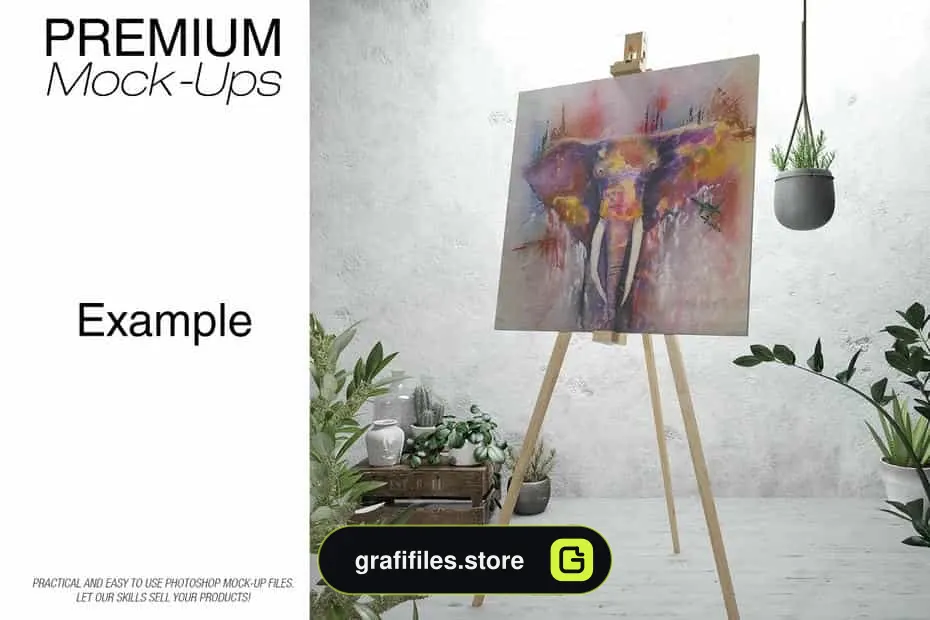 دانلود موکاپ بوم و سه پایه نقاشی Easel Stand with Canvas – Many Sizes - 15 موکاپ بوم و سه پایه نقاشی - 14