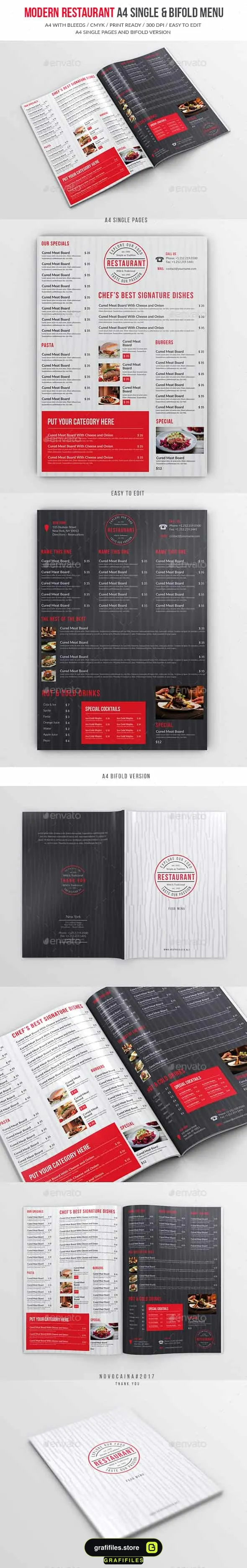 فایل لایه باز منو غذا Modern Restaurant