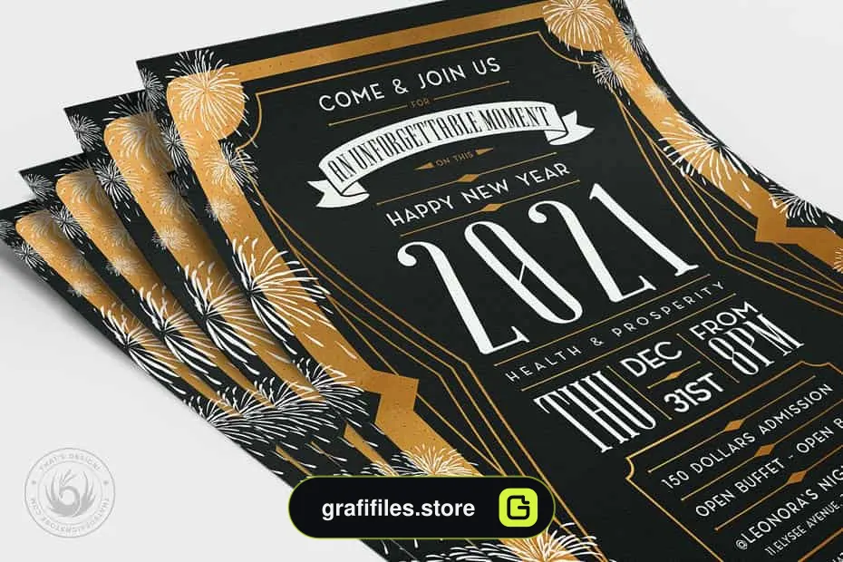 فایل لایه باز بنر سال نو میلادی New Year Flyer Template V8