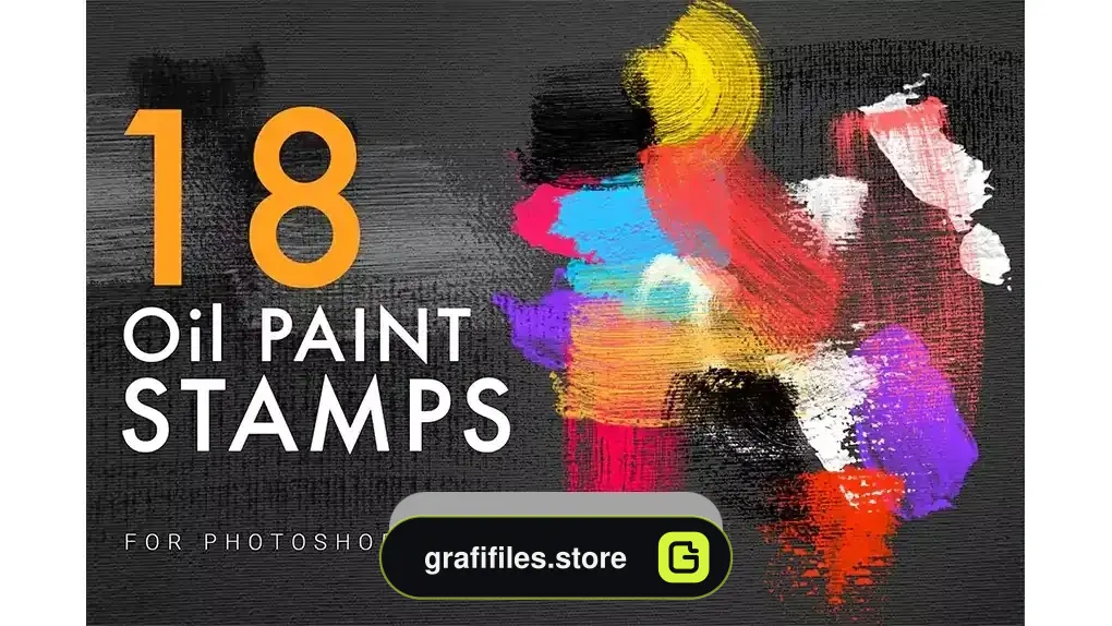 دانلود 18 براش نقاشی رنگ روغن فتوشاپ Oil Paint Stamps
