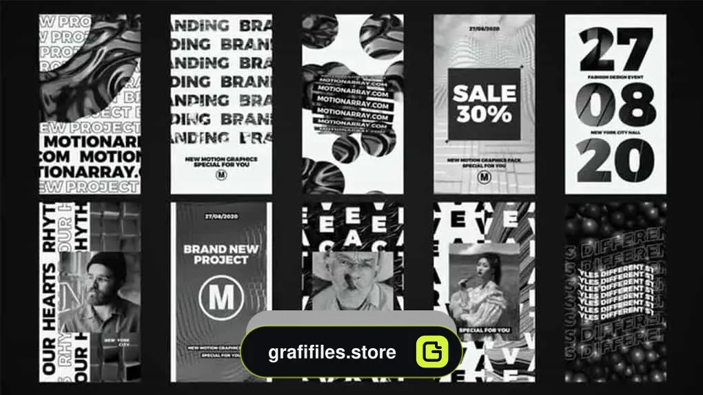 پروژه افترافکت استوری سیاه و سفید Black and White Stories