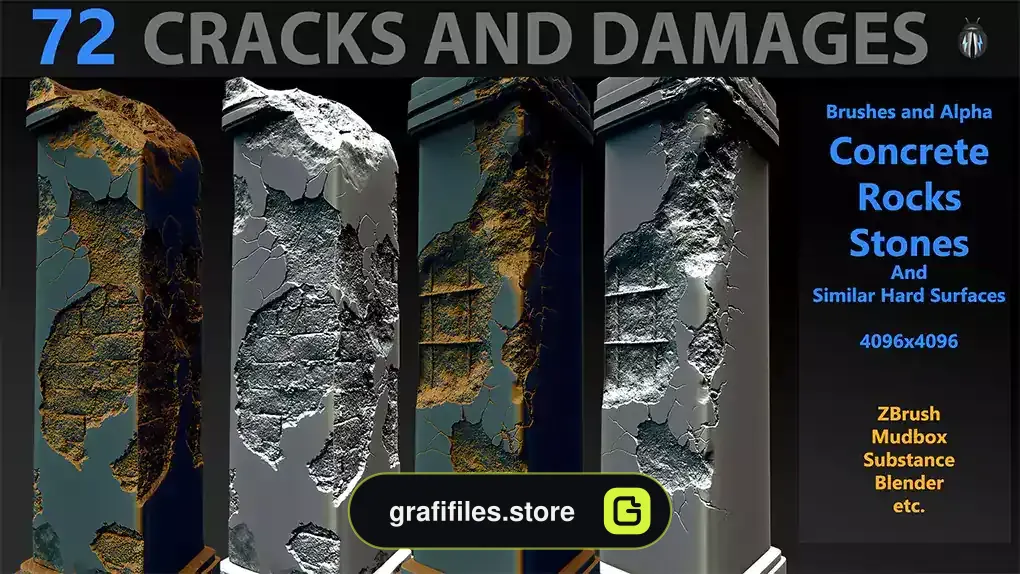دانلود آلفا و براش صدمه و شکاف Cracks and Damages Pack