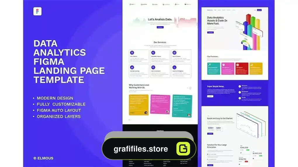 دانلود لندینگ پیج آنالیز دیتا Data Analytics Figma Landing Page Template