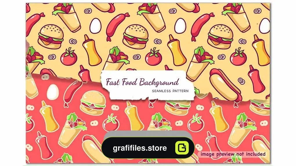 دانلود وکتور بک گراند و پترن فست فود Fast Food Background – Seamless Patterns