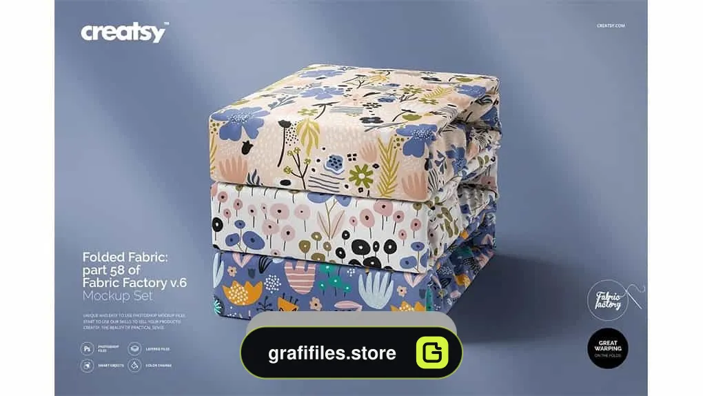 دانلود موکاپ پارچه Folded Fabrics Mockup 58/FF V.6