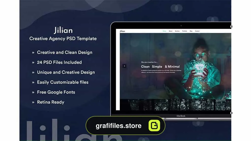 دانلود قالب لایه باز آژانس Jilian – Creative Agency PSD Template