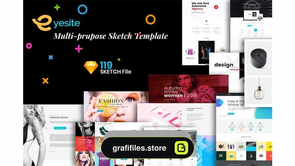 دانلود فایل لایه باز وب سایت Multi-Prupose Sketch Template UI Kit