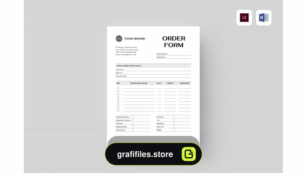دانلود قالب آماده ورد فرم سفارش Order Form | MS Word & Indesign